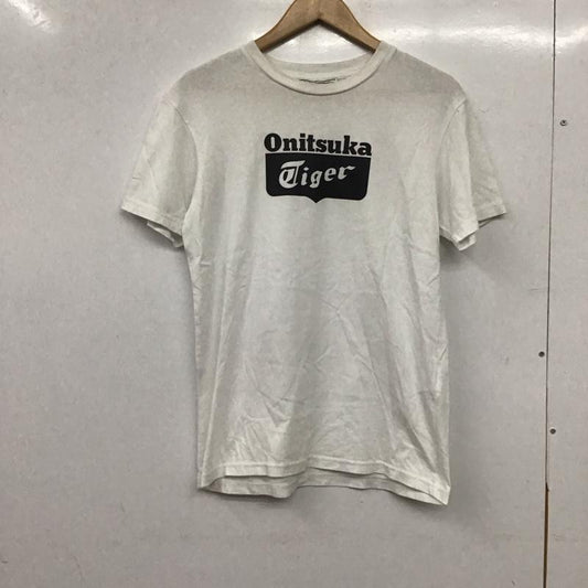 オニツカタイガー ONITSUKA TIGER Tシャツ 半袖 半袖カットソー プリントTシャツ クルーネックカットソー S ロゴ、文字 白 / ホワイト / white メンズ USED 古着 中古 10156633