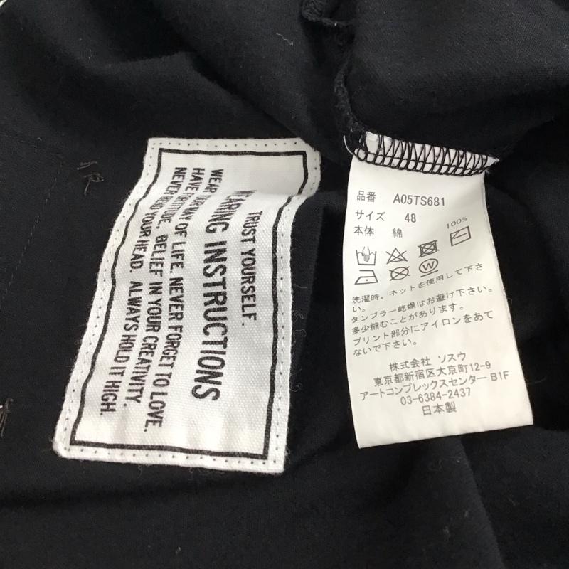 メゾンミハラヤスヒロ Maison MIHARA YASUHIRO Tシャツ 半袖 半袖カットソー プリントTシャツ クルーネックカットソー 48 プリント 黒 / ブラック / black メンズ USED 古着 中古 10156636
