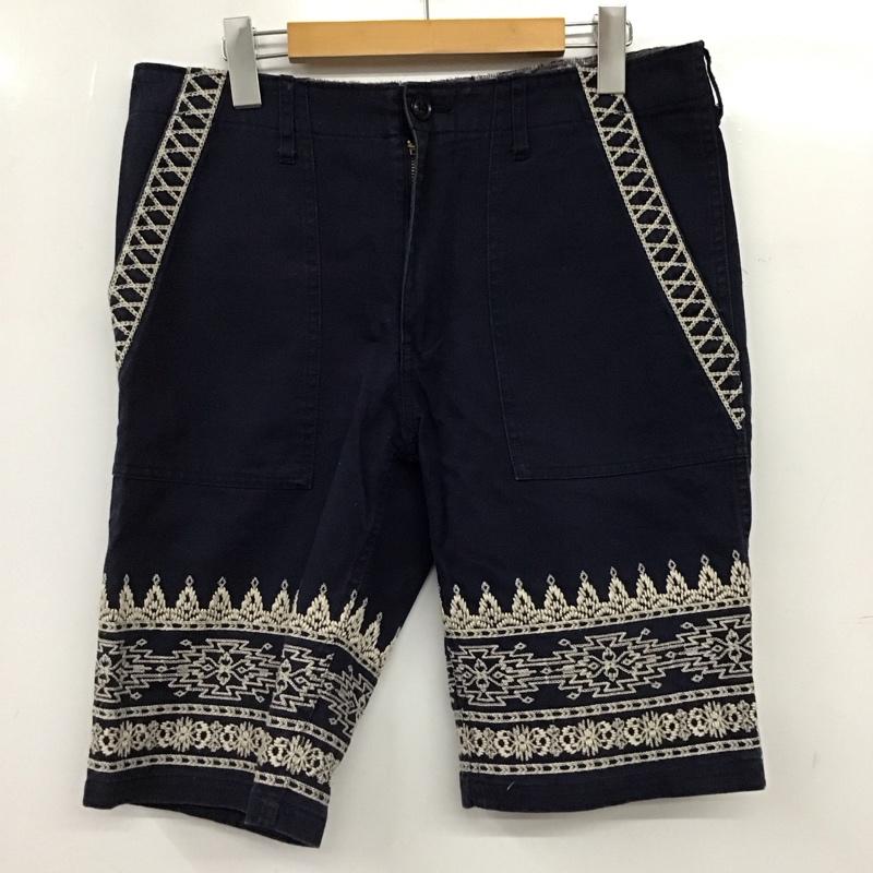 スラップショット SLAP SHOT パンツ ショートパンツ ショートパンツ ハーフパンツ カジュアルパンツ 30インチ 刺繍 紺 / ネイビー / navy メンズ USED 古着 中古 10156640
