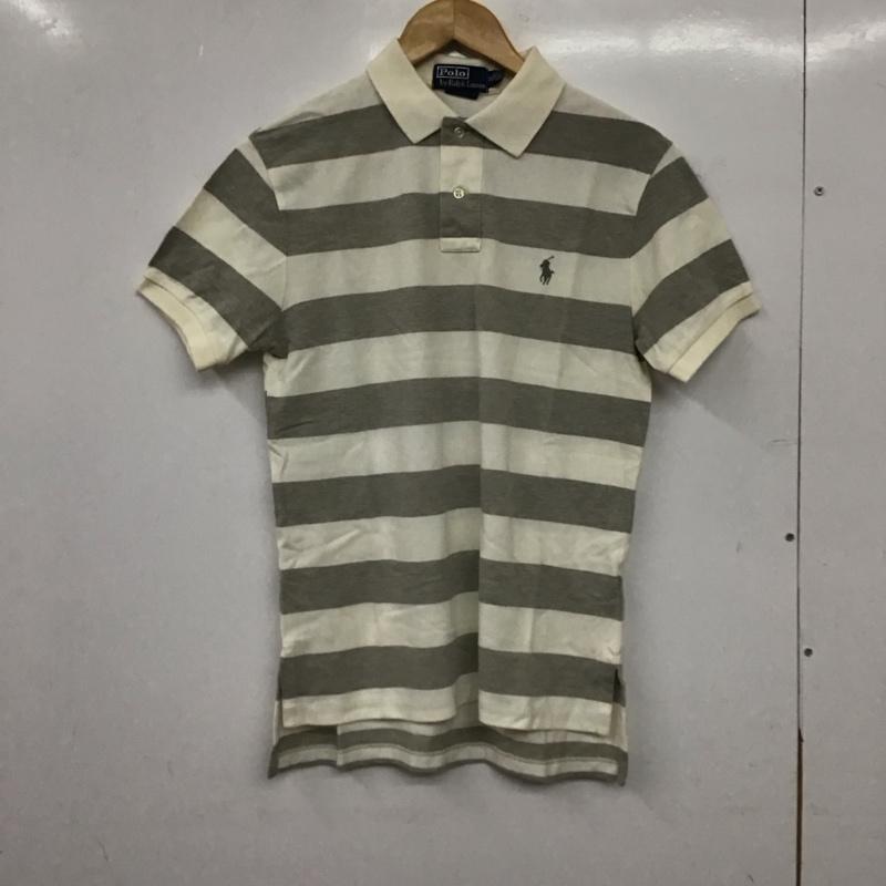 ポロバイラルフローレン Polo by RALPH LAUREN ポロシャツ 半袖 半袖ポロシャツ カラーシャツ 半袖カットソー M ロゴ、文字 白 / ホワイト / white X 灰 / グレー / gray メンズ USED 古着 中古 10156644