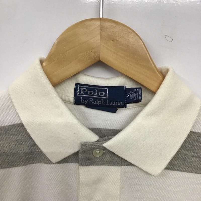 ポロバイラルフローレン Polo by RALPH LAUREN ポロシャツ 半袖 半袖ポロシャツ カラーシャツ 半袖カットソー M ロゴ、文字 白 / ホワイト / white X 灰 / グレー / gray メンズ USED 古着 中古 10156644