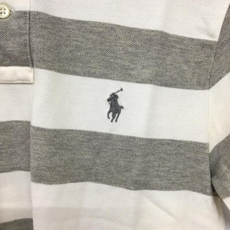ポロバイラルフローレン Polo by RALPH LAUREN ポロシャツ 半袖 半袖ポロシャツ カラーシャツ 半袖カットソー M ロゴ、文字 白 / ホワイト / white X 灰 / グレー / gray メンズ USED 古着 中古 10156644