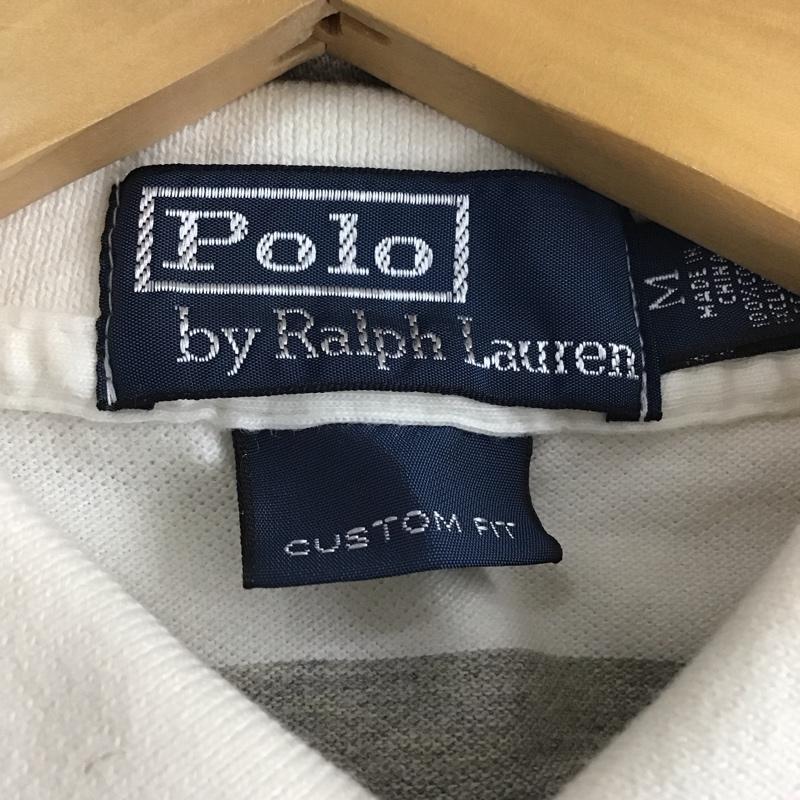 ポロバイラルフローレン Polo by RALPH LAUREN ポロシャツ 半袖 半袖ポロシャツ カラーシャツ 半袖カットソー M ロゴ、文字 白 / ホワイト / white X 灰 / グレー / gray メンズ USED 古着 中古 10156644