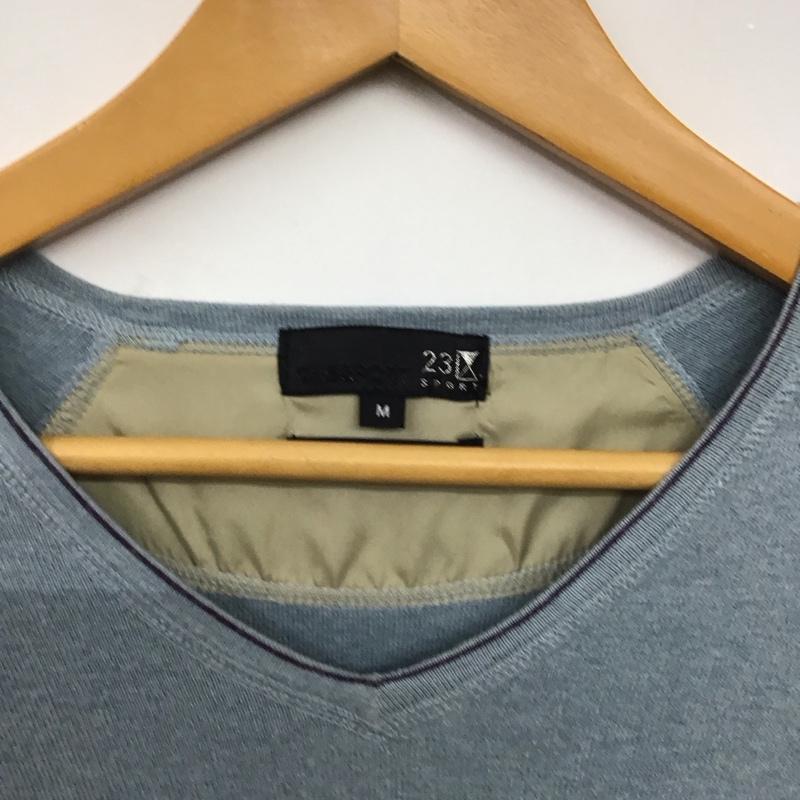 ニジュウサンク 23区 ニット、セーター 長袖 長袖ニットカットソー Vネック セーター M ロゴ、文字 水色 / ライトブルー / メンズ USED 古着 中古 10156648
