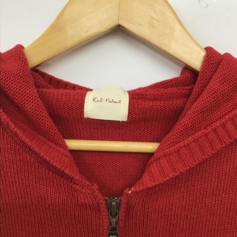カールヘルム KARLHELMUT ベスト ベスト ジップアップニットベスト ノースリーブ M ロゴ、文字 赤 / レッド / red メンズ USED 古着 中古 10156654