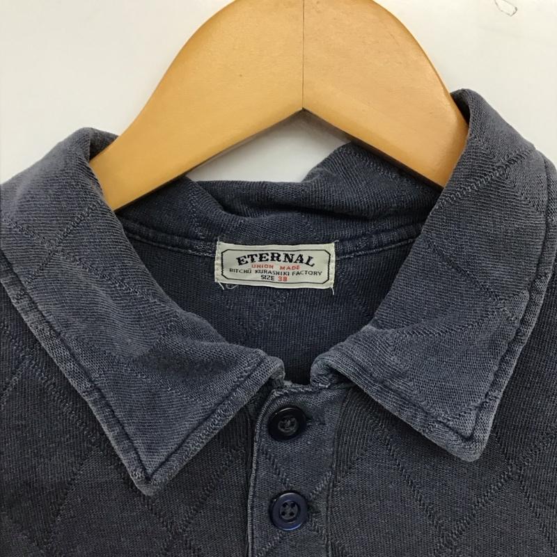 エターナル ETERNAL ポロシャツ 半袖 半袖ポロシャツ カラーシャツ 半袖カットソー 38 総柄 紺 / ネイビー / navy メンズ USED 古着 中古 10156656