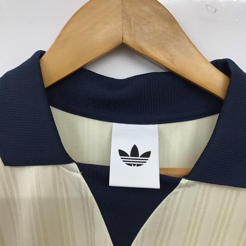 アディダス adidas ポロシャツ 半袖 半袖ポロシャツ カラーシャツ 半袖カットソー ロゴ、文字 アイボリー / アイボリー / メンズ USED 古着 中古 10156677