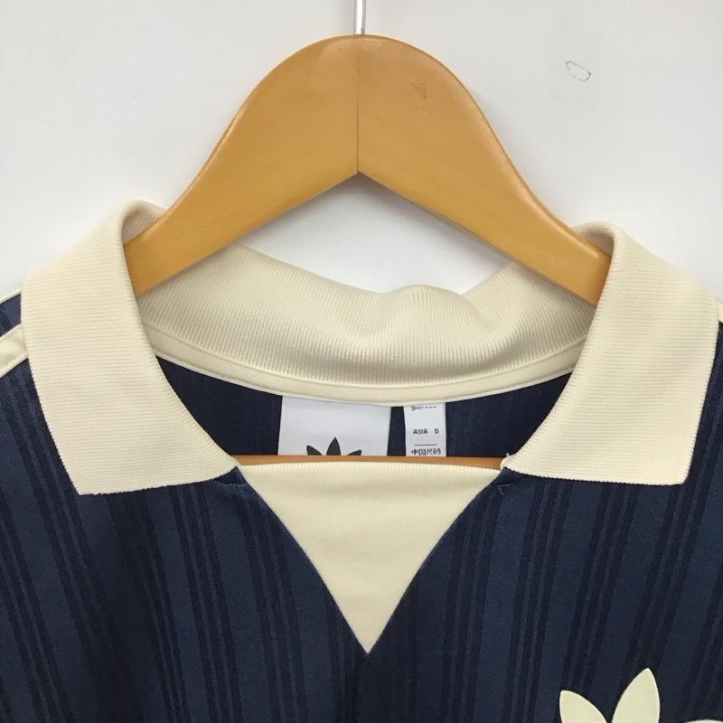 アディダス adidas ポロシャツ 半袖 半袖ポロシャツ カラーシャツ 半袖カットソー M ロゴ、文字 紺 / ネイビー / navy メンズ USED 古着 中古 10156678