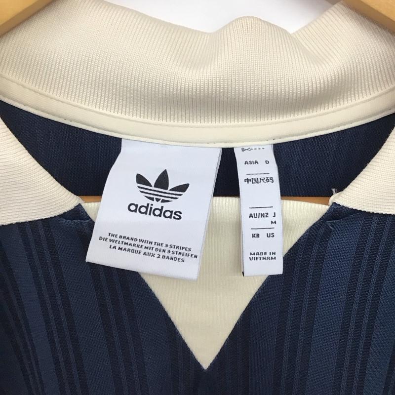 アディダス adidas ポロシャツ 半袖 半袖ポロシャツ カラーシャツ 半袖カットソー M ロゴ、文字 紺 / ネイビー / navy メンズ USED 古着 中古 10156678