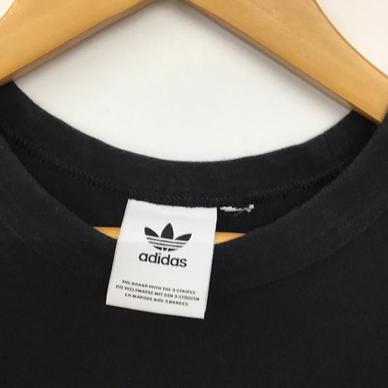 アディダス adidas Tシャツ 半袖 半袖カットソー プリントTシャツ クルーネックカットソー ロゴ、文字 黒 / ブラック / black メンズ USED 古着 中古 10156679