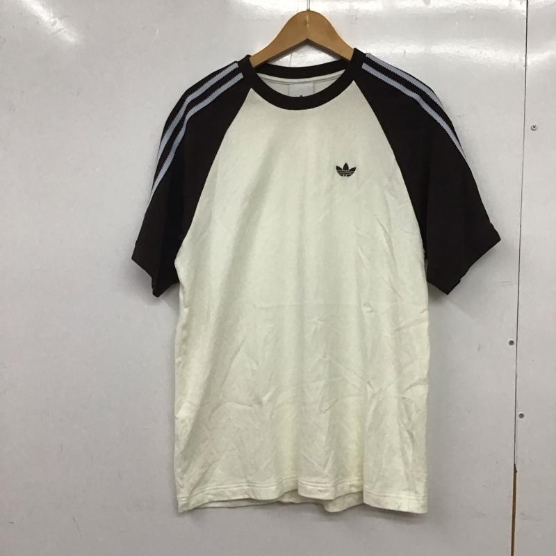 アディダス adidas Tシャツ 半袖 半袖カットソー プリントTシャツ クルーネックカットソー ロゴ、文字 アイボリー / アイボリー / メンズ USED 古着 中古 10156682