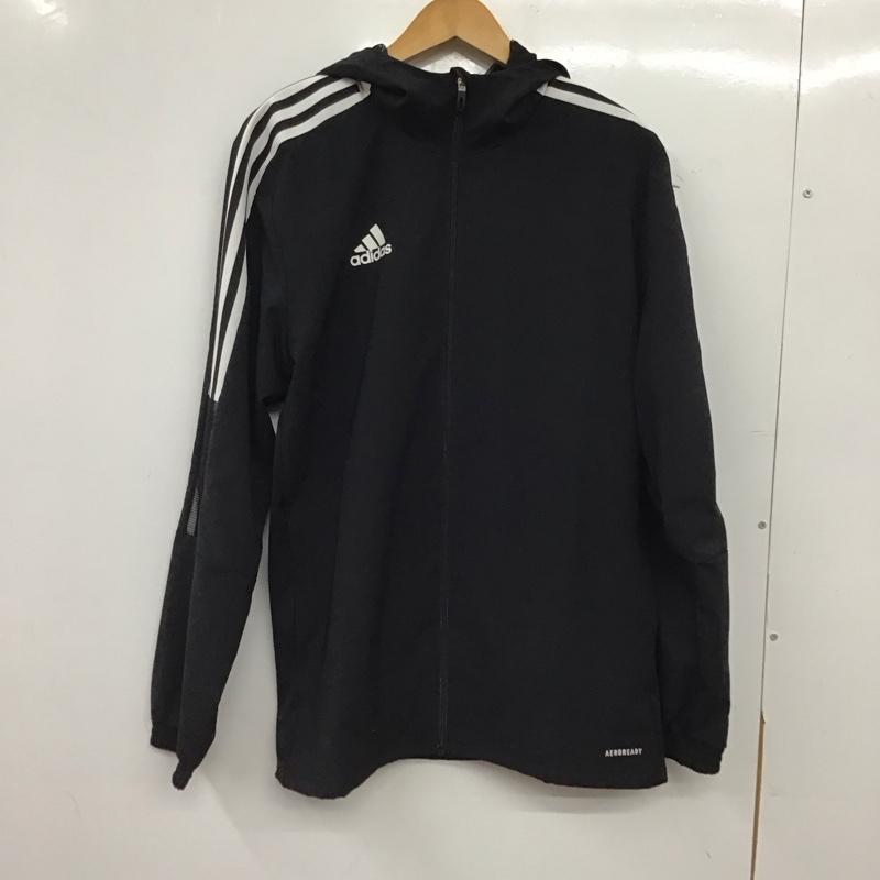アディダス adidas ジャケット、上着 ジャンパー、ブルゾン ジップアップジャケットパーカー アウター ロゴ、文字 黒 / ブラック / black メンズ USED 古着 中古 10156683
