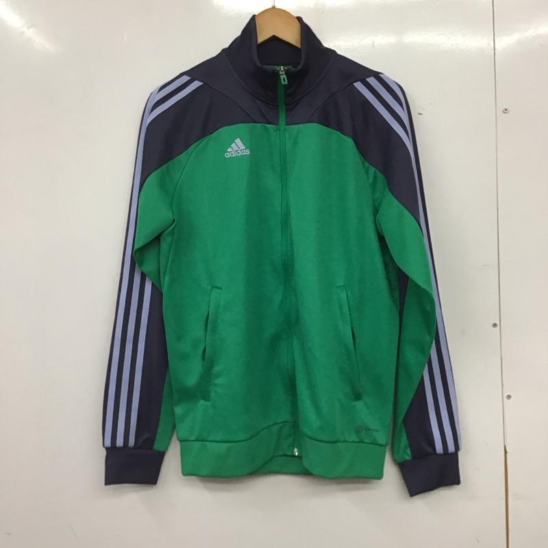アディダス adidas ジャケット、上着 ジャンパー、ブルゾン ジップアップジャケット アウター ロゴ、文字 緑 / グリーン / green メンズ USED 古着 中古 10156685