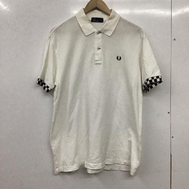 フレッドペリー FRED PERRY ポロシャツ 半袖 半袖ポロシャツ カラーシャツ 半袖カットソー XL ロゴ、文字 白 / ホワイト / white メンズ USED 古着 中古 10156706