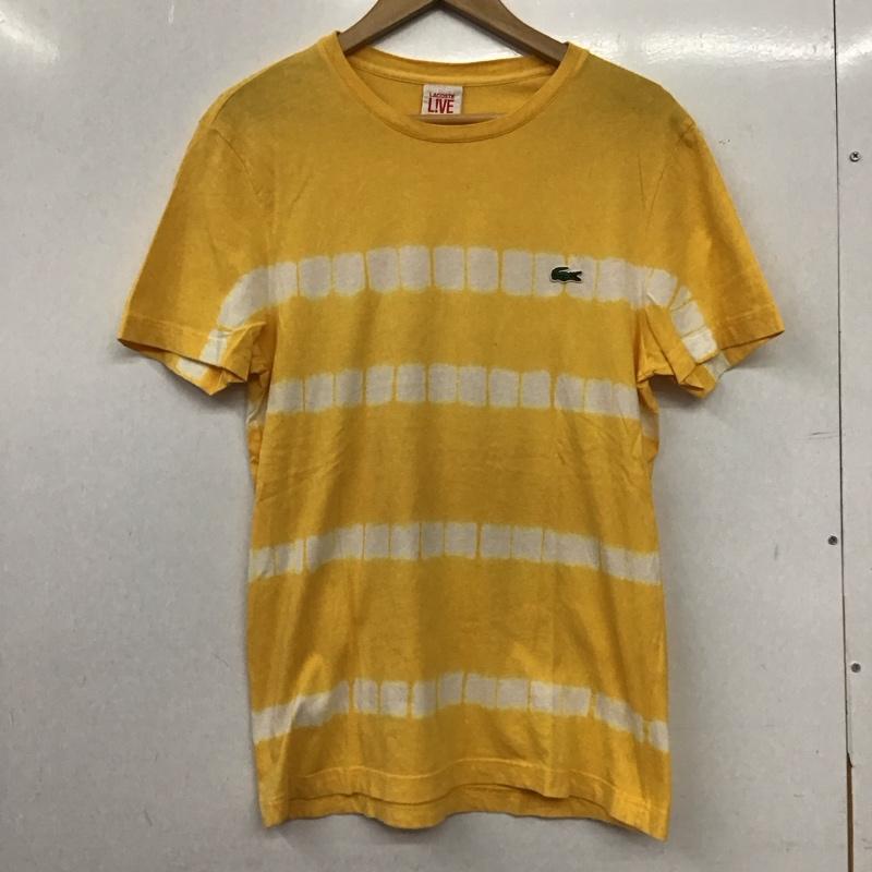 ラコステ ライブ LACOSTE L!VE Tシャツ 半袖 半袖カットソー プリントTシャツ クルーネックカットソー 3 ロゴ、文字 黄 / イエロー / yellow メンズ USED 古着 中古 10156713