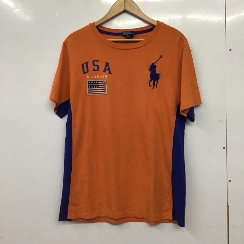 ポロバイラルフローレン Polo by RALPH LAUREN Tシャツ 半袖 半袖カットソー プリントTシャツ クルーネックカットソー XL ロゴ、文字 橙 / オレンジ / orange メンズ USED 古着 中古 10156716