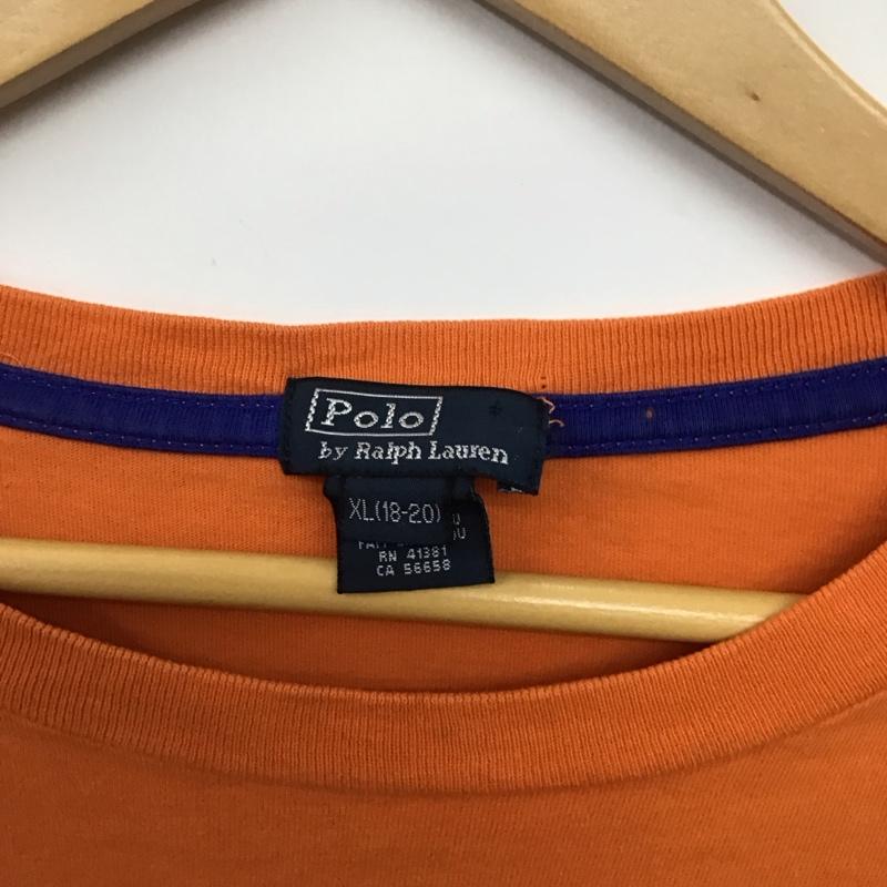ポロバイラルフローレン Polo by RALPH LAUREN Tシャツ 半袖 半袖カットソー プリントTシャツ クルーネックカットソー XL ロゴ、文字 橙 / オレンジ / orange メンズ USED 古着 中古 10156716