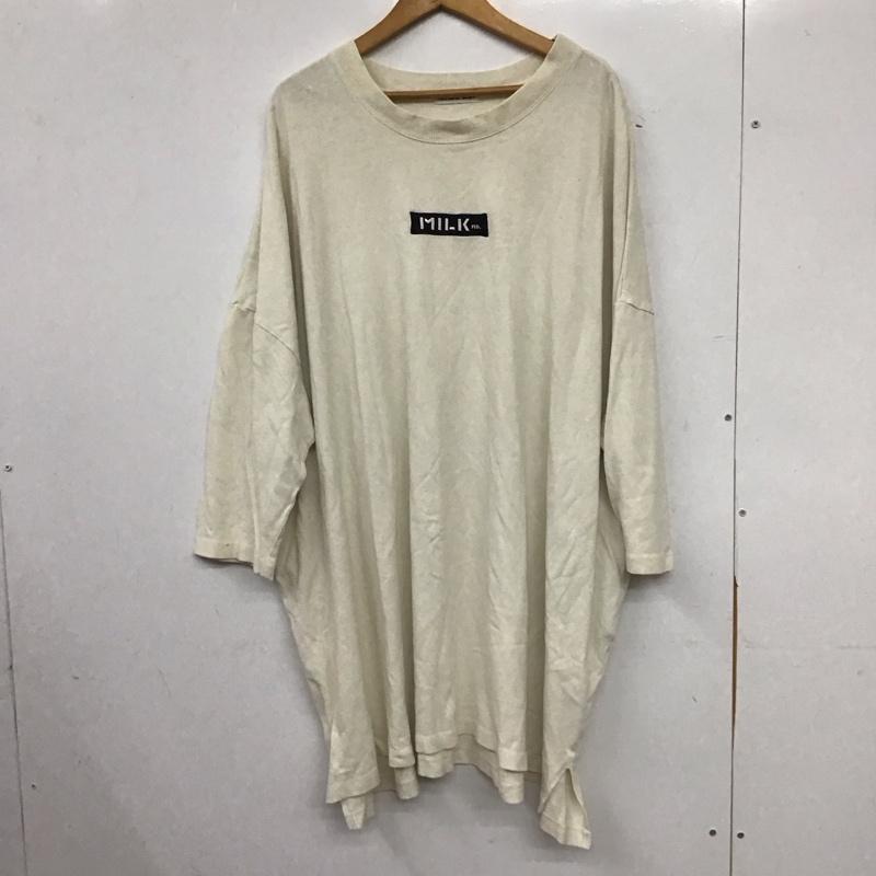ミルクフェド MILKFED. ワンピース ひざ丈スカート 03191952 BAR BIG SILHOUETTE DRESS ビッグシルエット ONE SIZE ロゴ、文字 オフホワイト / オフホワイト / レディース USED 古着 中古 10156727