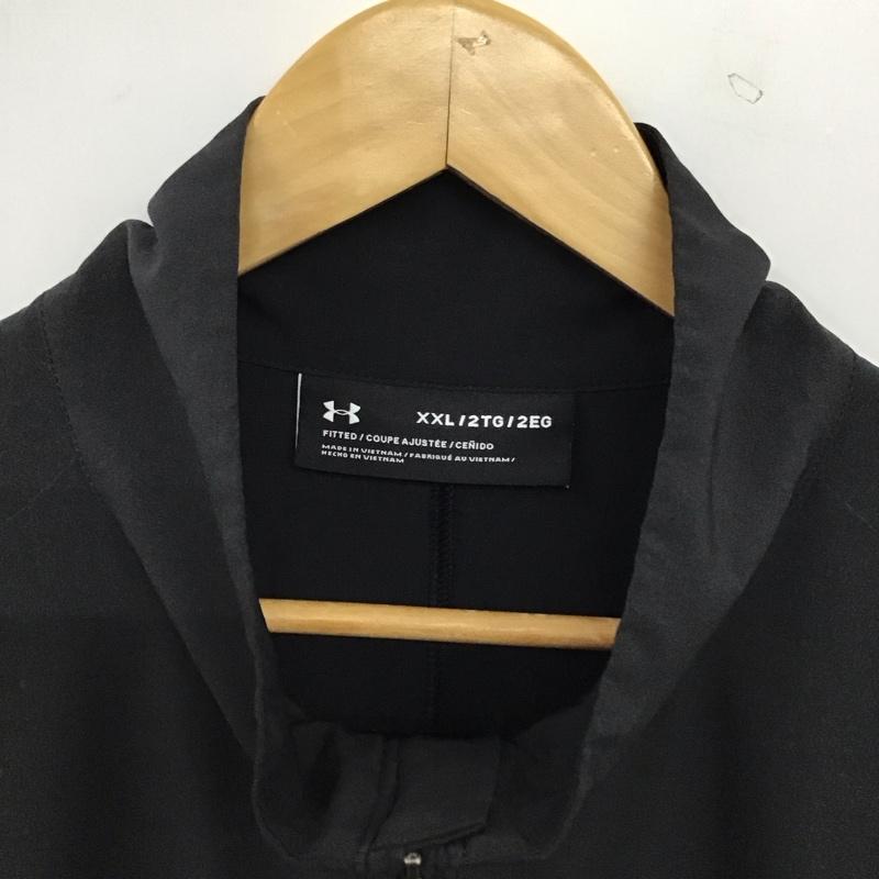 アンダーアーマー UNDER ARMOUR ジャケット、上着 ジャンパー、ブルゾン ジップアップジャケット アウター スタンドカラー XXL ロゴ、文字 黒 / ブラック / black メンズ USED 古着 中古 10156731