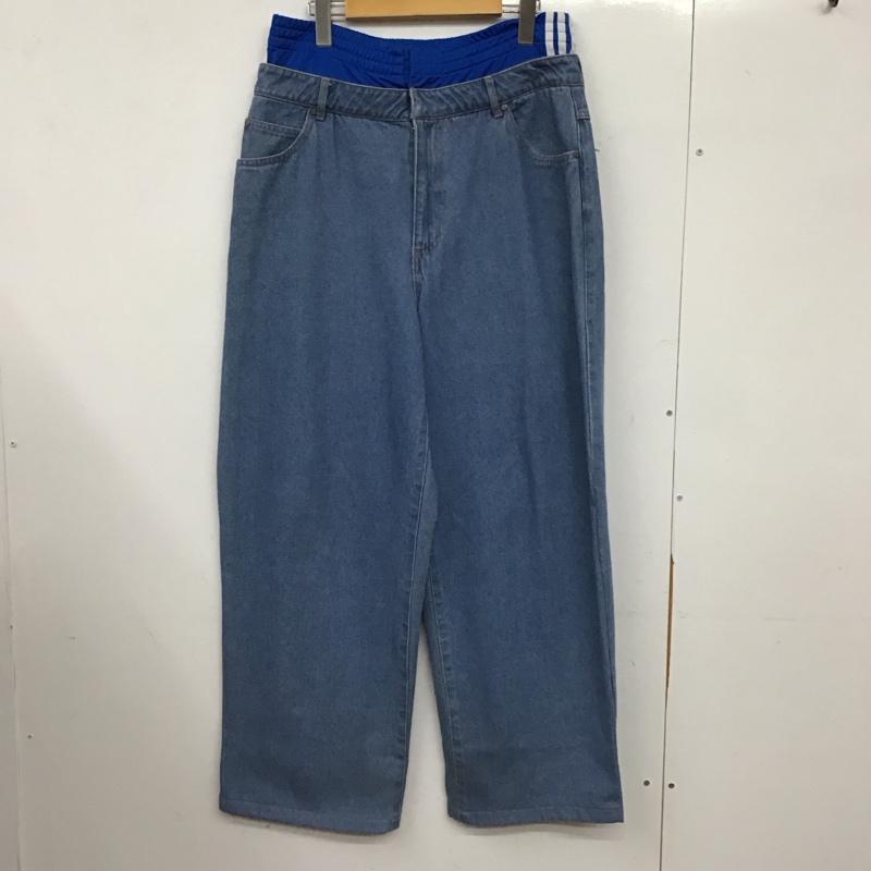 アディダス adidas パンツ デニム、ジーンズ デニムパンツ ワイドパンツ カジュアルパンツ 33インチ 無地 インディゴ / インディゴ / Indigo レディース USED 古着 中古 10156762