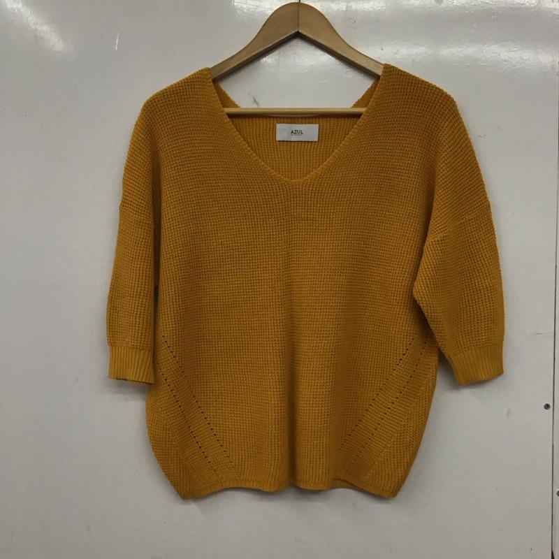 アズールバイマウジー AZUL BY MOUSSY ニット、セーター 七分袖 250BSA70-481C S 無地 黄 / イエロー / yellow レディース USED 古着 中古 10156781