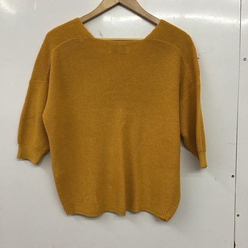 アズールバイマウジー AZUL BY MOUSSY ニット、セーター 七分袖 250BSA70-481C S 無地 黄 / イエロー / yellow レディース USED 古着 中古 10156781