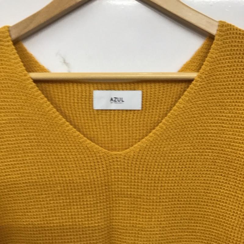 アズールバイマウジー AZUL BY MOUSSY ニット、セーター 七分袖 250BSA70-481C S 無地 黄 / イエロー / yellow レディース USED 古着 中古 10156781
