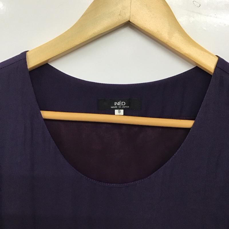 イネド INED ワンピース ひざ丈スカート 無地 紫 / パープル / purple レディース USED 古着 中古 10156793