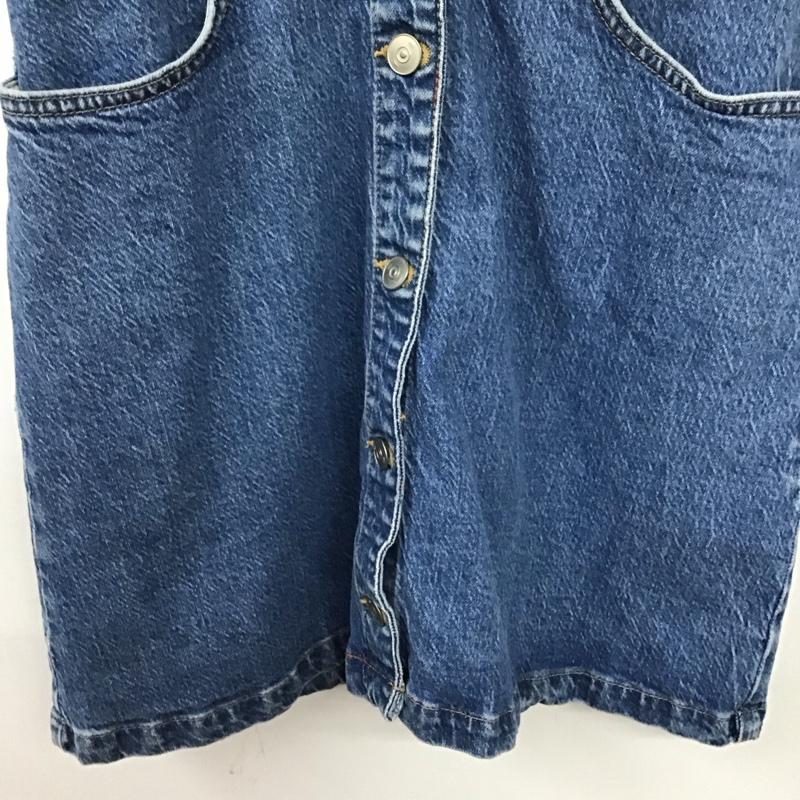 ザラ ZARA ワンピース ひざ丈スカート デニムワンピース フロントボタン M 無地 インディゴ / インディゴ / Indigo レディース USED 古着 中古 10156794