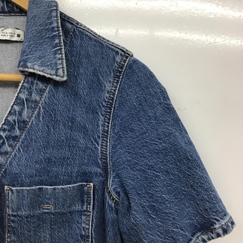 ザラ ZARA ワンピース ひざ丈スカート デニムワンピース フロントボタン M 無地 インディゴ / インディゴ / Indigo レディース USED 古着 中古 10156794