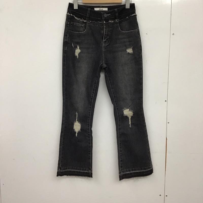 ディジット d zzit パンツ デニム、ジーンズ デニムパンツ スリムパンツ カジュアルパンツ ストレッチパンツ 26インチ 無地 X ダメージ加工 ダークグレー / ダークグレー / レディース USED 古着 中古 10156803