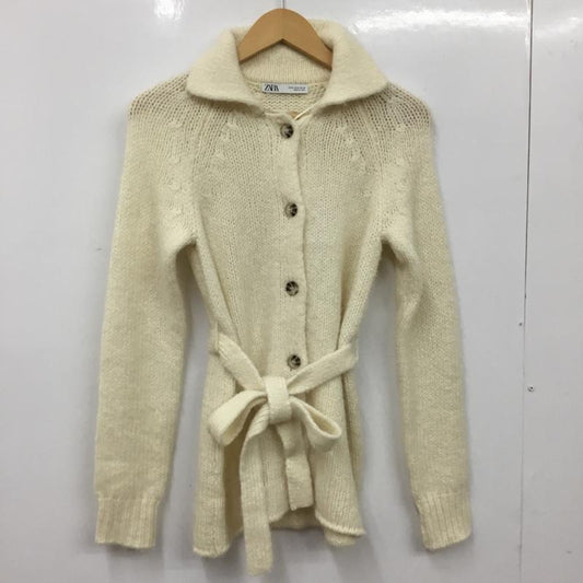 ザラ ZARA カーディガン 長袖 長袖ニットカーディガン 前ボタン M 無地 アイボリー / アイボリー / レディース USED 古着 中古 10156804