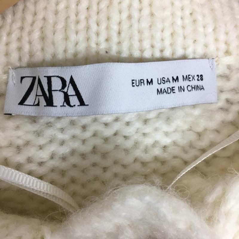 ザラ ZARA カーディガン 長袖 長袖ニットカーディガン 前ボタン M 無地 アイボリー / アイボリー / レディース USED 古着 中古 10156804