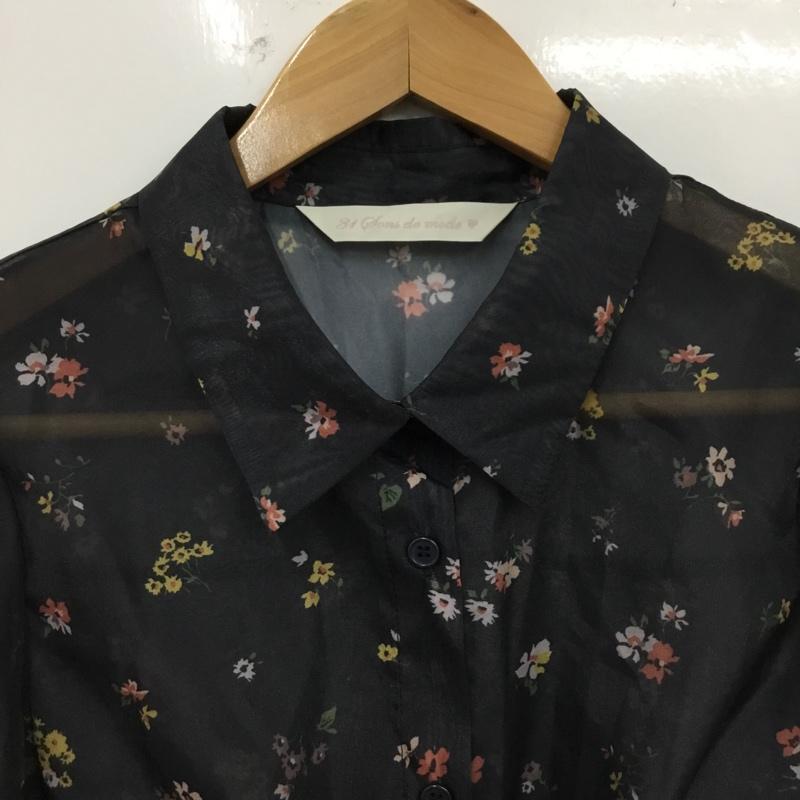 トランテアンソンドゥモード 31 Sons de mode シャツ、ブラウス 長袖 長袖シャツ プリントシャツ カラーシャツ 38 プリント 黒 / ブラック / black レディース USED 古着 中古 10156806