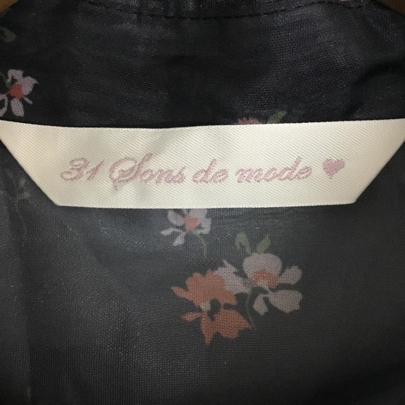 トランテアンソンドゥモード 31 Sons de mode シャツ、ブラウス 長袖 長袖シャツ プリントシャツ カラーシャツ 38 プリント 黒 / ブラック / black レディース USED 古着 中古 10156806
