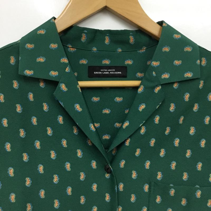 ユナイテッドアローズグリーンレーベルリラクシング UNITED ARROWS green label relaxing シャツ、ブラウス 半袖 半袖シャツ プリントシャツ ポケットシャツ プリント 緑 / グリーン / green レディース USED 古着 中古 10156812