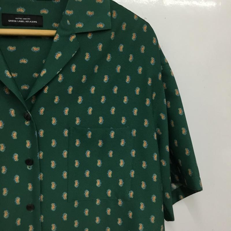 ユナイテッドアローズグリーンレーベルリラクシング UNITED ARROWS green label relaxing シャツ、ブラウス 半袖 半袖シャツ プリントシャツ ポケットシャツ プリント 緑 / グリーン / green レディース USED 古着 中古 10156812