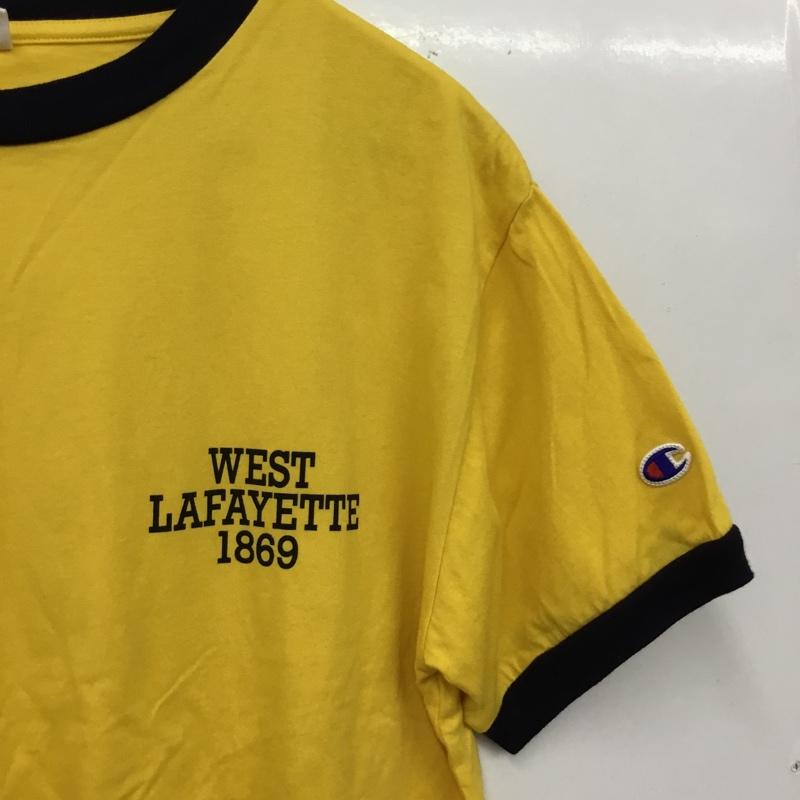 チャンピオン Champion Tシャツ 半袖 半袖カットソー プリントTシャツ クルーネックカットソー M ロゴ、文字 黄 / イエロー / yellow レディース USED 古着 中古 10156818