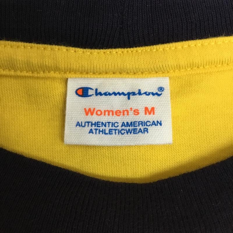 チャンピオン Champion Tシャツ 半袖 半袖カットソー プリントTシャツ クルーネックカットソー M ロゴ、文字 黄 / イエロー / yellow レディース USED 古着 中古 10156818