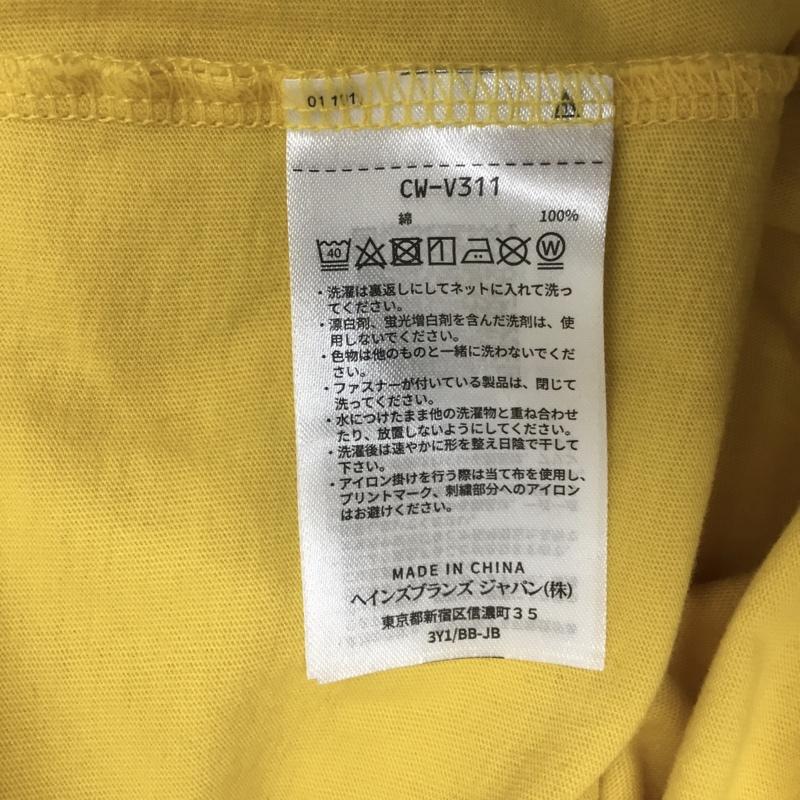 チャンピオン Champion Tシャツ 半袖 半袖カットソー プリントTシャツ クルーネックカットソー M ロゴ、文字 黄 / イエロー / yellow レディース USED 古着 中古 10156818