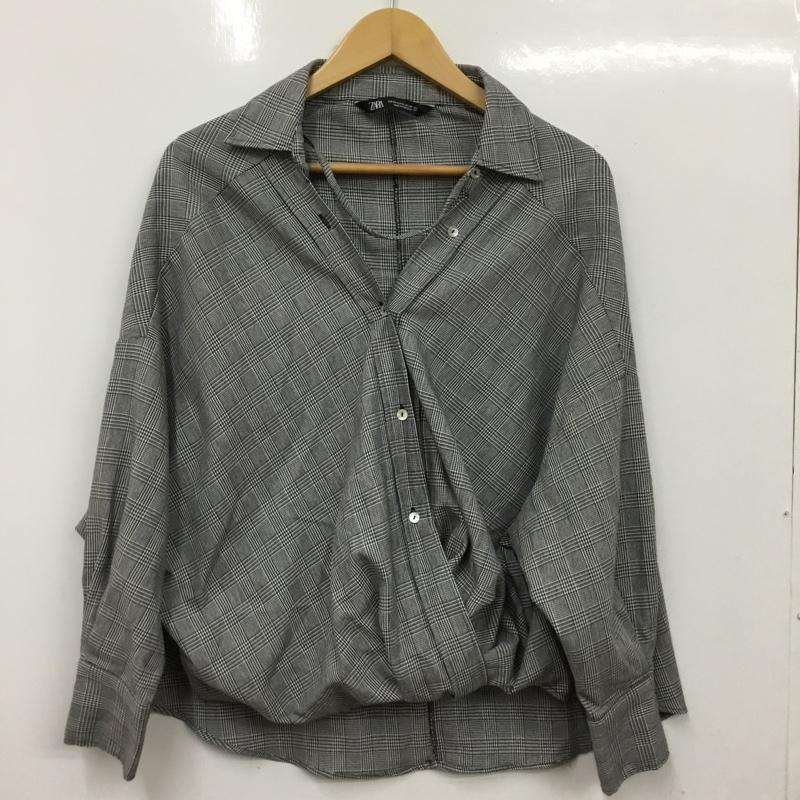 ザラ ZARA シャツ、ブラウス 長袖 長袖シャツ チェックシャツ カラーシャツ XS 総柄 白 / ホワイト / white X 黒 / ブラック / black レディース USED 古着 中古 10156821