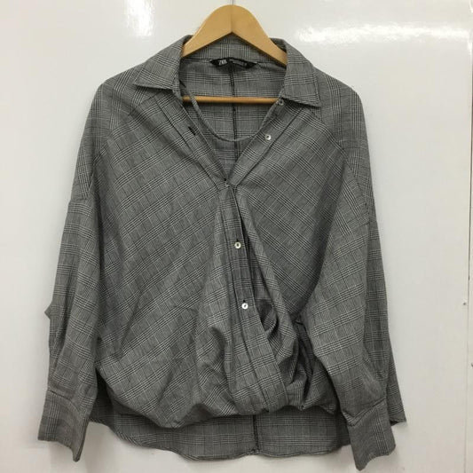 ザラ ZARA シャツ、ブラウス 長袖 長袖シャツ チェックシャツ カラーシャツ XS 総柄 白 / ホワイト / white X 黒 / ブラック / black レディース USED 古着 中古 10156821