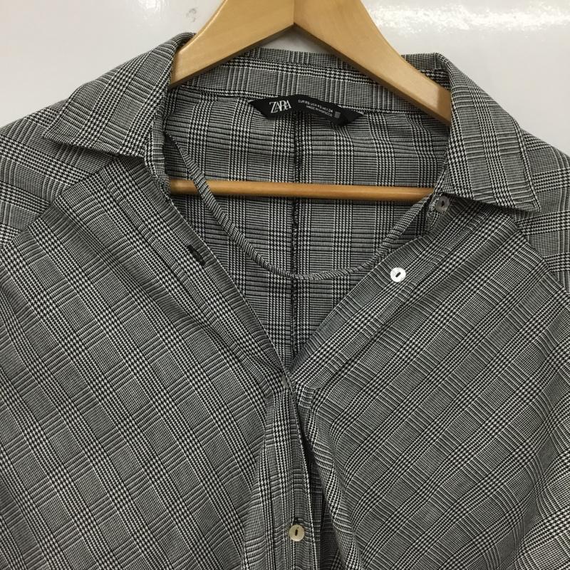 ザラ ZARA シャツ、ブラウス 長袖 長袖シャツ チェックシャツ カラーシャツ XS 総柄 白 / ホワイト / white X 黒 / ブラック / black レディース USED 古着 中古 10156821