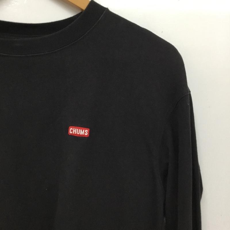 チャムス CHUMS Tシャツ 長袖 長袖カットソー プリントカットソー クルーネック L ロゴ、文字 黒 / ブラック / black レディース USED 古着 中古 10156827