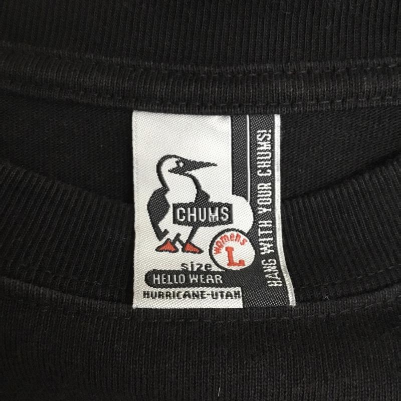 チャムス CHUMS Tシャツ 長袖 長袖カットソー プリントカットソー クルーネック L ロゴ、文字 黒 / ブラック / black レディース USED 古着 中古 10156827