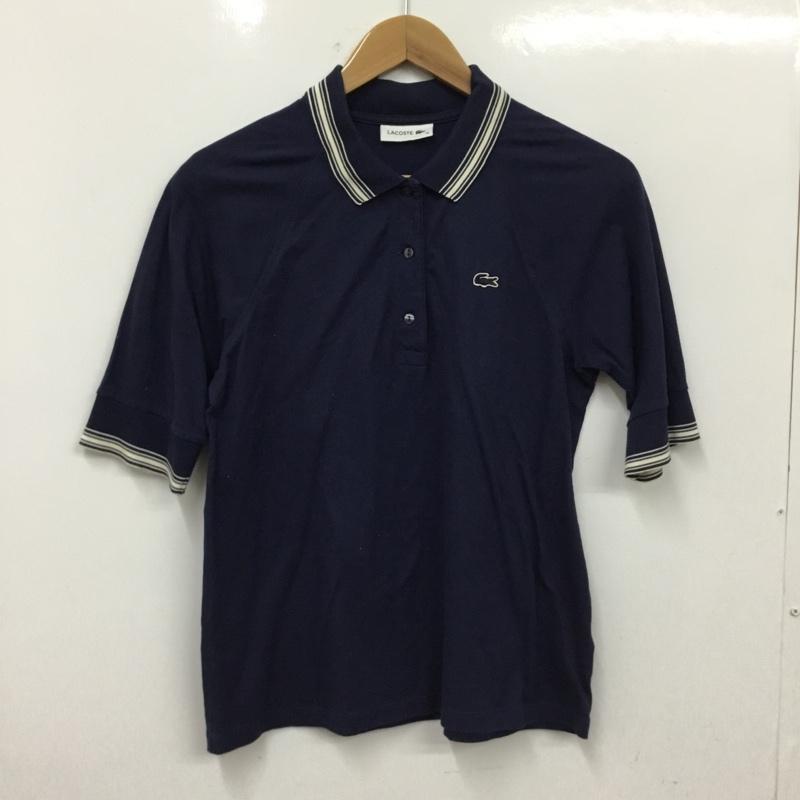 ラコステ LACOSTE ポロシャツ 半袖 半袖ポロシャツ カラーシャツ 半袖カットソー 38 ロゴ、文字 紺 / ネイビー / navy レディース USED 古着 中古 10156828