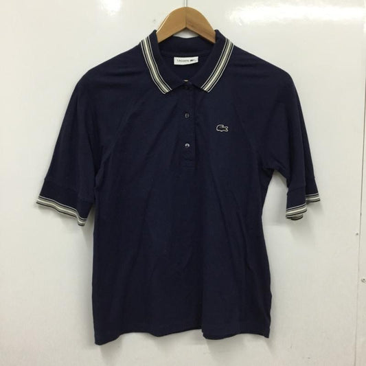 ラコステ LACOSTE ポロシャツ 半袖 半袖ポロシャツ カラーシャツ 半袖カットソー 38 ロゴ、文字 紺 / ネイビー / navy レディース USED 古着 中古 10156828