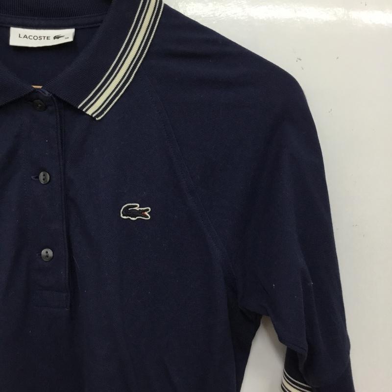 ラコステ LACOSTE ポロシャツ 半袖 半袖ポロシャツ カラーシャツ 半袖カットソー 38 ロゴ、文字 紺 / ネイビー / navy レディース USED 古着 中古 10156828