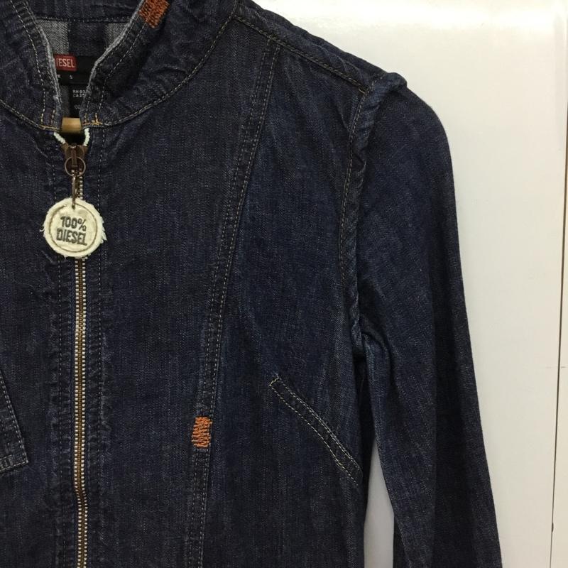 ディーゼル DIESEL ワンピース ひざ丈スカート 長袖デニムワンピース ジップアップネック S ロゴ、文字 インディゴ / インディゴ / Indigo レディース USED 古着 中古 10156833
