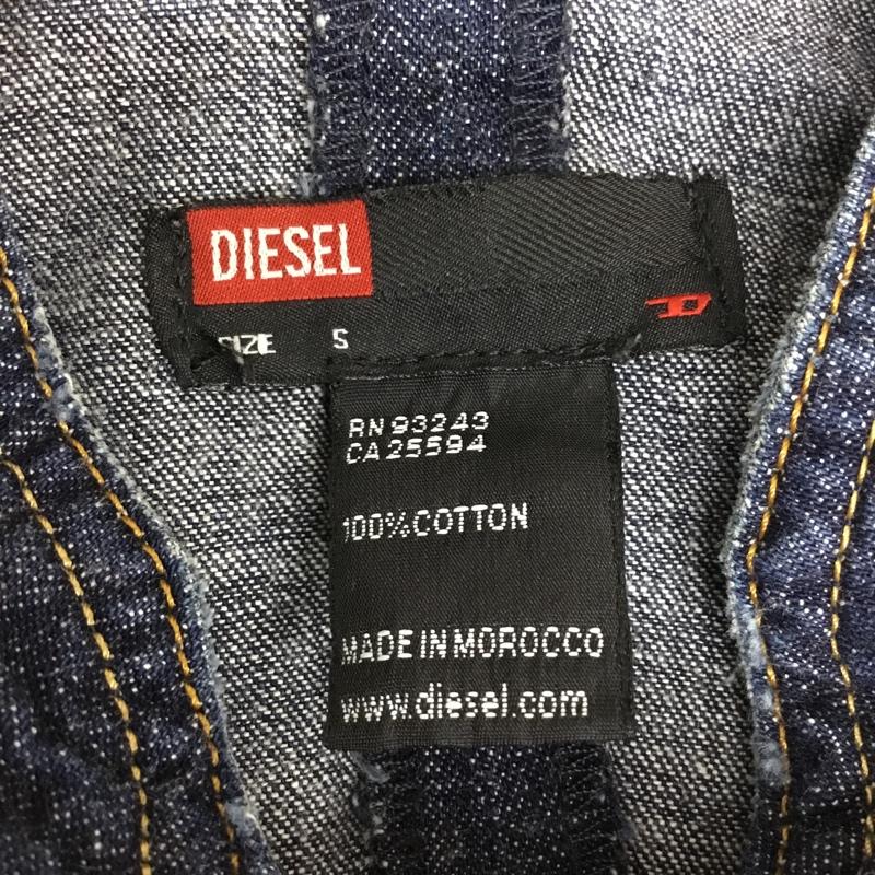 ディーゼル DIESEL ワンピース ひざ丈スカート 長袖デニムワンピース ジップアップネック S ロゴ、文字 インディゴ / インディゴ / Indigo レディース USED 古着 中古 10156833